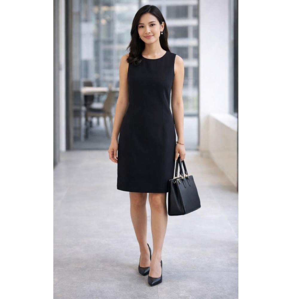 🪢 Harvé Benard Black Sheath Dress Sleeveless Career Office Cocktail Classic 12